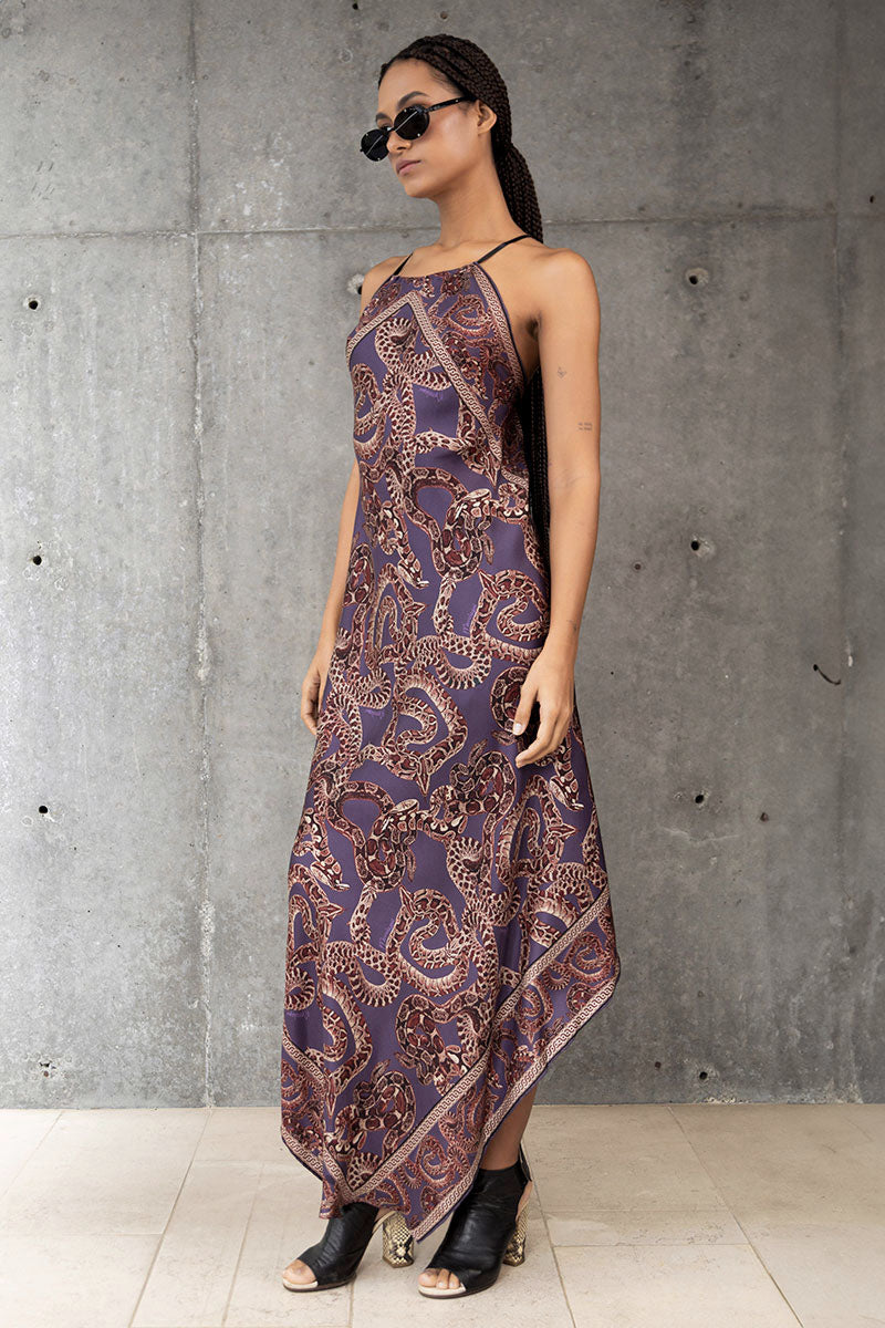 scarf dress maxi Silk Snake Scarf Dress - Maxi
