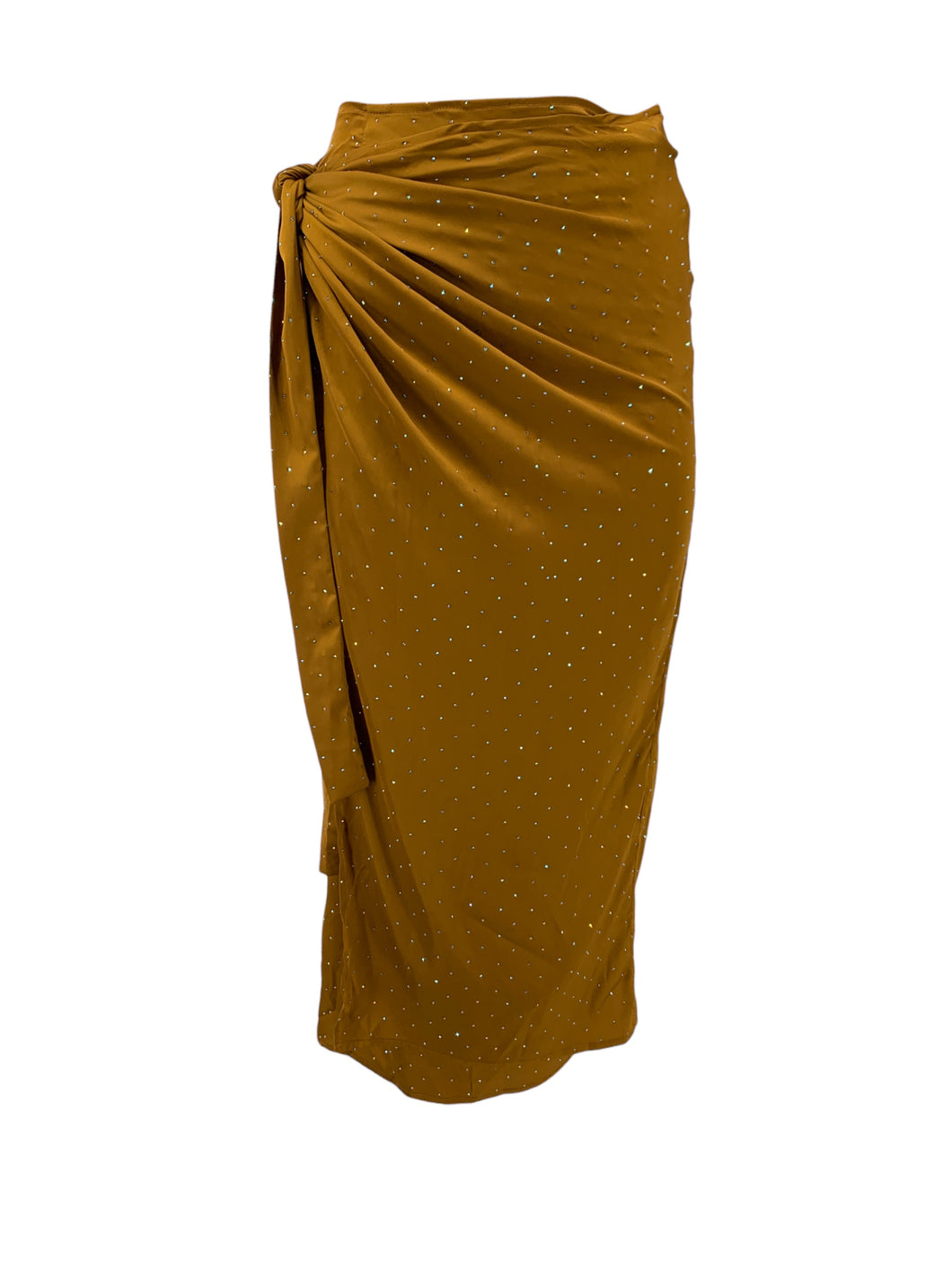 Amber Satin Maxi Wrap Skirt with Crystals - Limited Edition