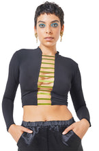 Load image into Gallery viewer, Black Cropped Top with Neon Stripes
