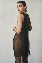 Load image into Gallery viewer, Striped Mesh Dress with Chiffon Collar
