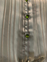 Load image into Gallery viewer, Silver Silk Shirt with Swarovski Buttons
