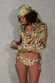 Cropped Silk Snake Sweatshirt