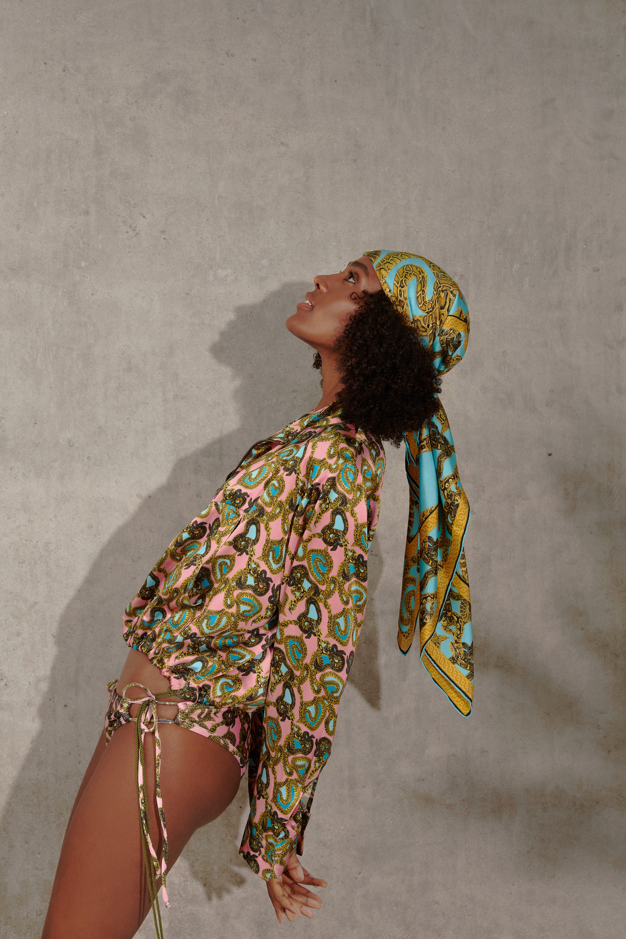 Cropped Silk Snake Sweatshirt