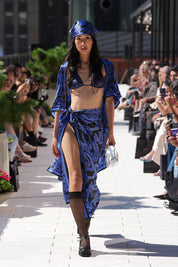 Silk Serpent Noir Scarf Small - Electric Blue