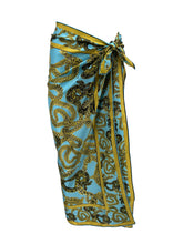 Load image into Gallery viewer, Snake Print Silk Scarf/Pareo - Turquoise
