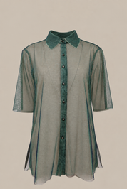 Two Tone Mesh Shirt - Sage