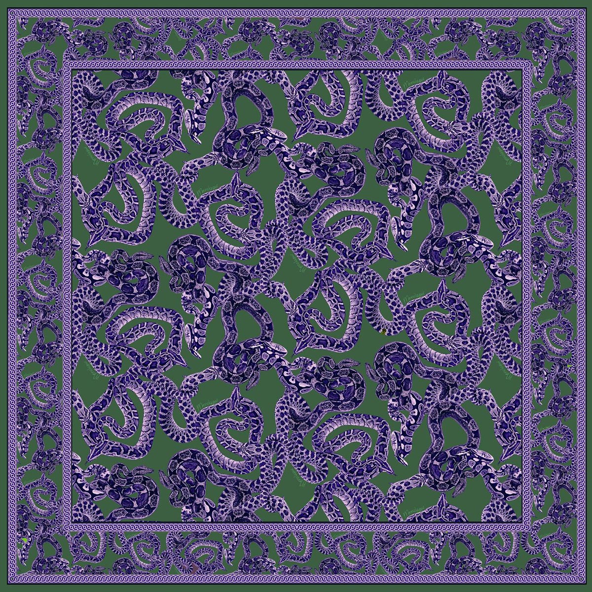 Silk Snake Scarf - Purple x Jade (small)