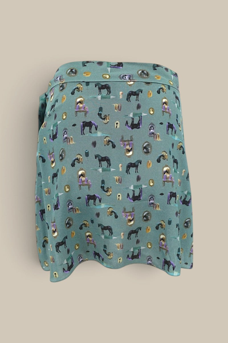 Mini "Horses Wear Wigs" Short Skirt-Sage