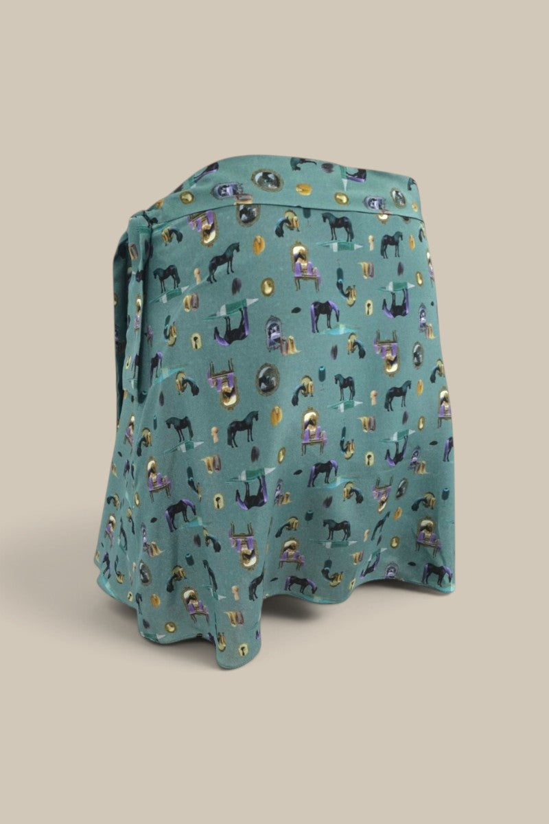 Mini "Horses Wear Wigs" Short Skirt-Sage