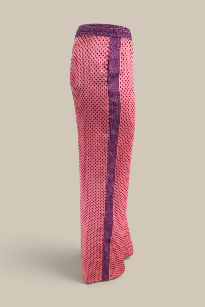 Embossed Botanic Crepe Pant- Pink
