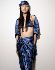 Silk Serpent Noir Scarf Small - Electric Blue