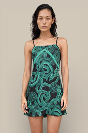 Silk Serpent Noir Dress - Mini - Forest Green