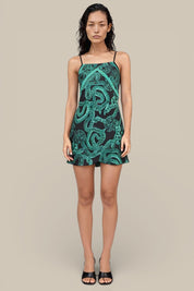 Silk Serpent Noir Dress - Mini - Forest Green
