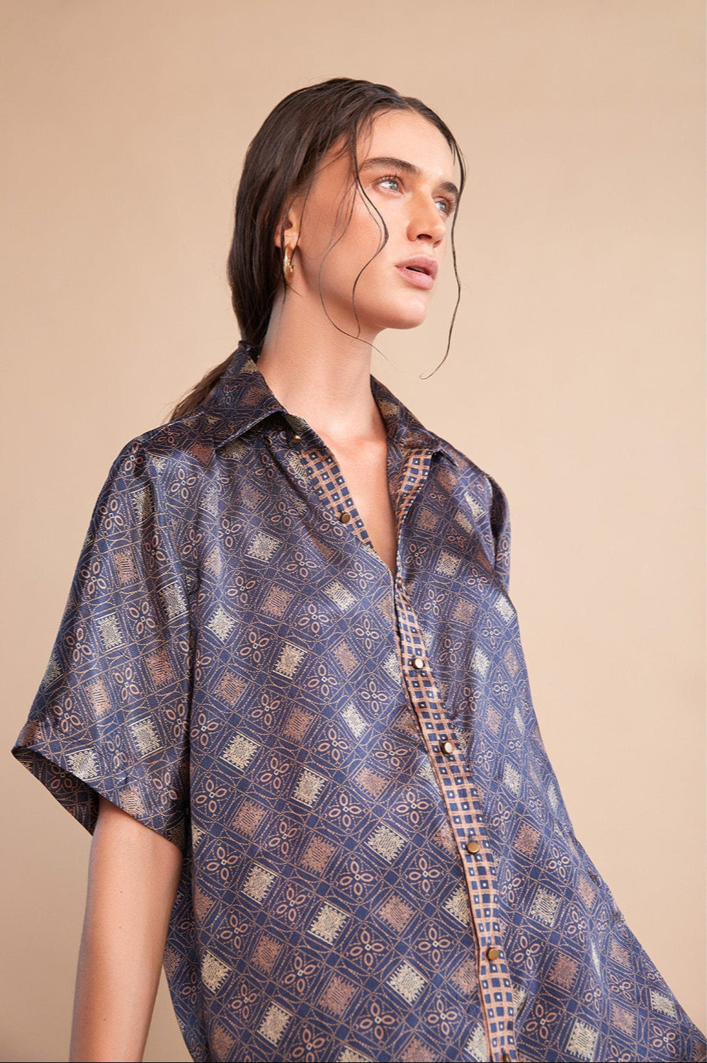 Gilded Azure Crepe Shirt