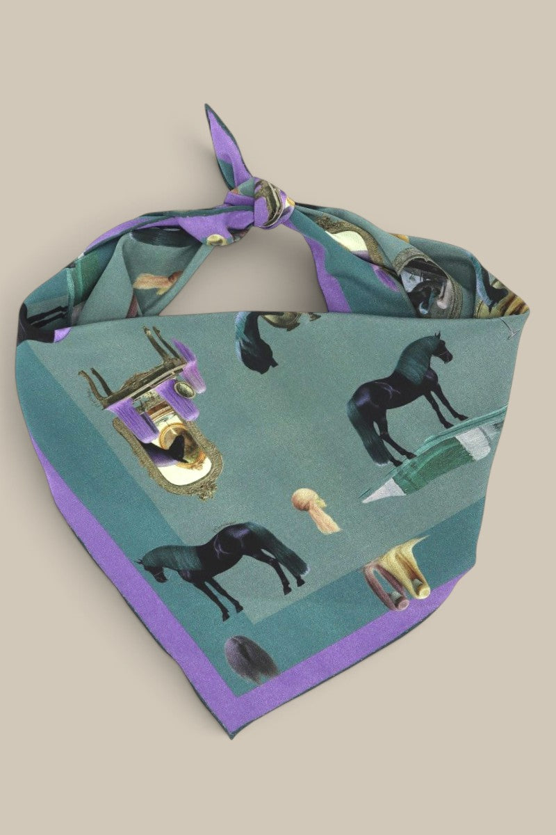 Horses Wear Wigs Small Scarf - Sage