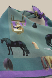 Horses Wear Wigs Small Scarf - Sage *PREORDER*