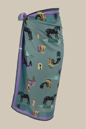 Horses Wear Wigs Large Scarf - Sage  *PREORDER*