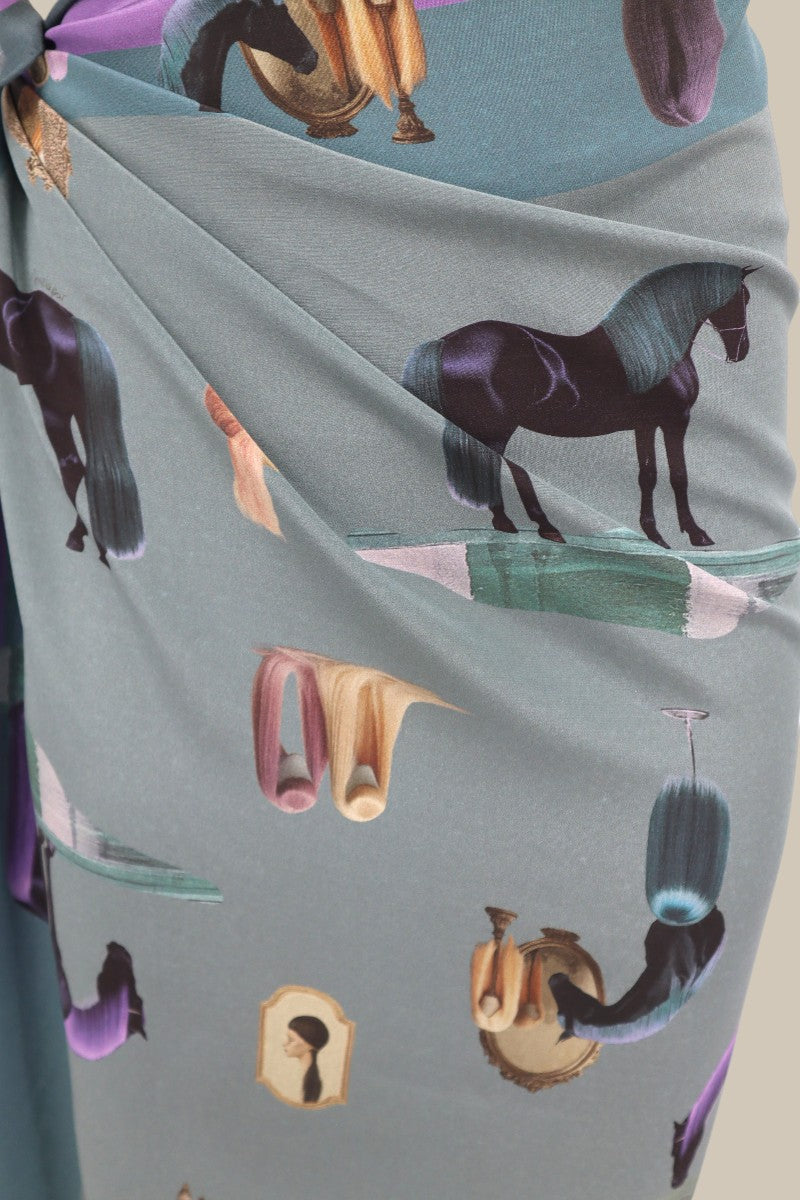Horses Wear Wigs Large Scarf - Sage  *PREORDER*