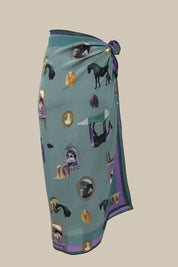 Horses Wear Wigs Large Scarf - Sage  *PREORDER*
