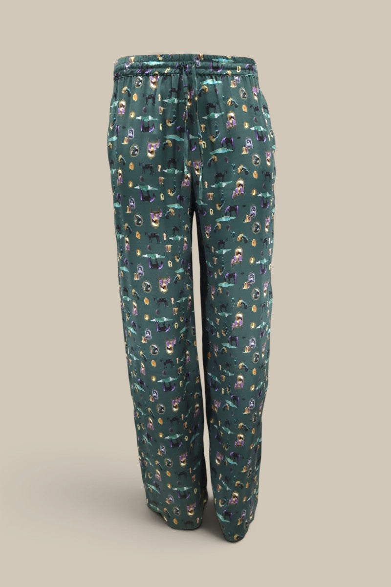 Horses Wear Wigs Silk Pant- Teal *MADE TO ORDER*