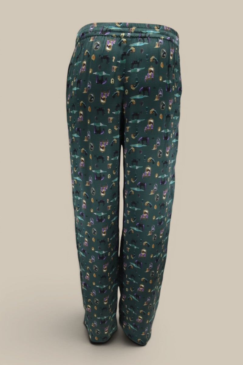 Horses Wear Wigs Silk Pant- Teal *MADE TO ORDER*