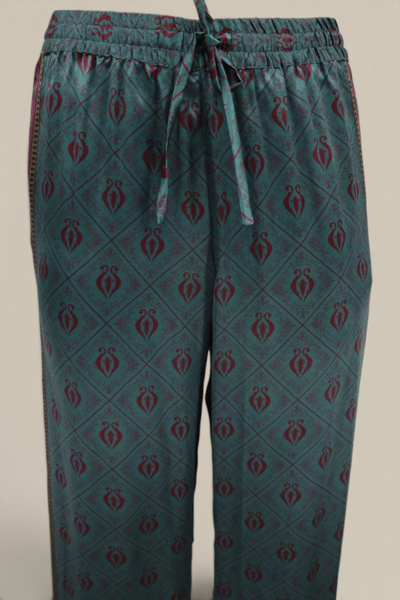 Diamond Sea Horse Silk Pant- Teal *MADE TO ORDER*