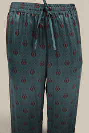 Diamond Sea Horse Silk Pant- Teal *MADE TO ORDER*