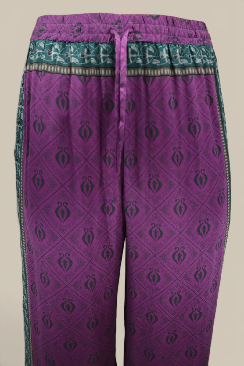 Diamond Sea Horse Silk Pant- Magenta *MADE TO ORDER*