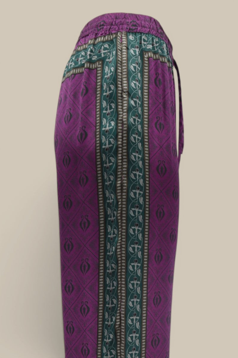 Diamond Sea Horse Silk Pant- Magenta *MADE TO ORDER*