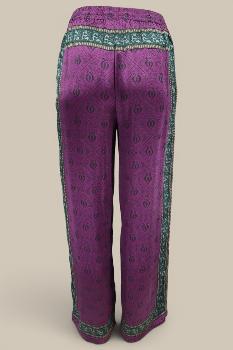 Diamond Sea Horse Silk Pant- Magenta *MADE TO ORDER*