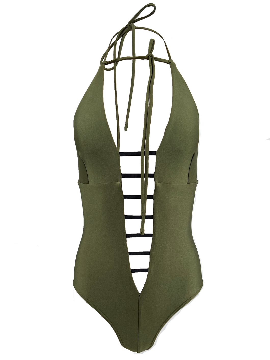 Bodysuit with contrast straps - Olive