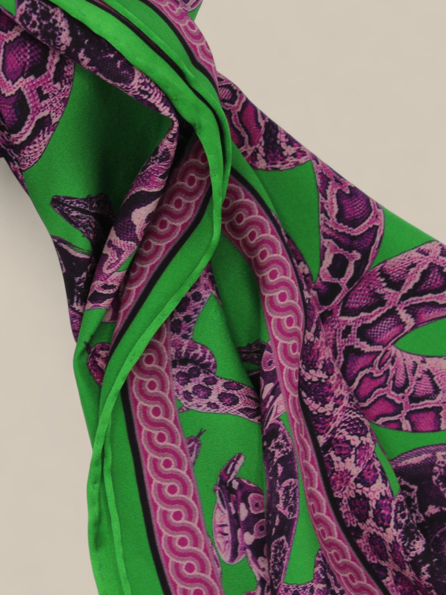 Silk Snake Scarf - Magenta x Jade (Large)
