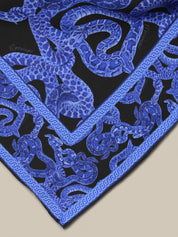 Silk Serpent Noir Scarf Small - Electric Blue