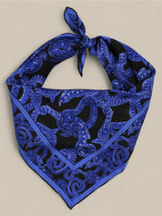 Silk Serpent Noir Scarf Small - Electric Blue