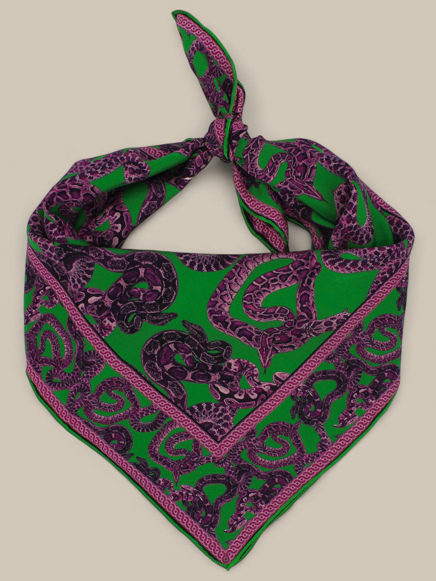 Silk Snake Scarf - Magenta x Jade (small)