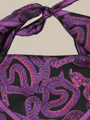 Silk Serpent Noir Scarf Small -Magenta x Black