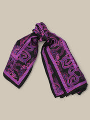 Silk Serpent Noir Scarf Large -Magenta x Black