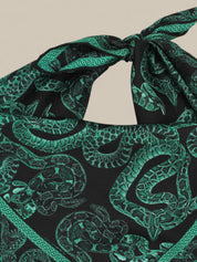 Silk Serpent Noir Scarf Small -Forest Green
