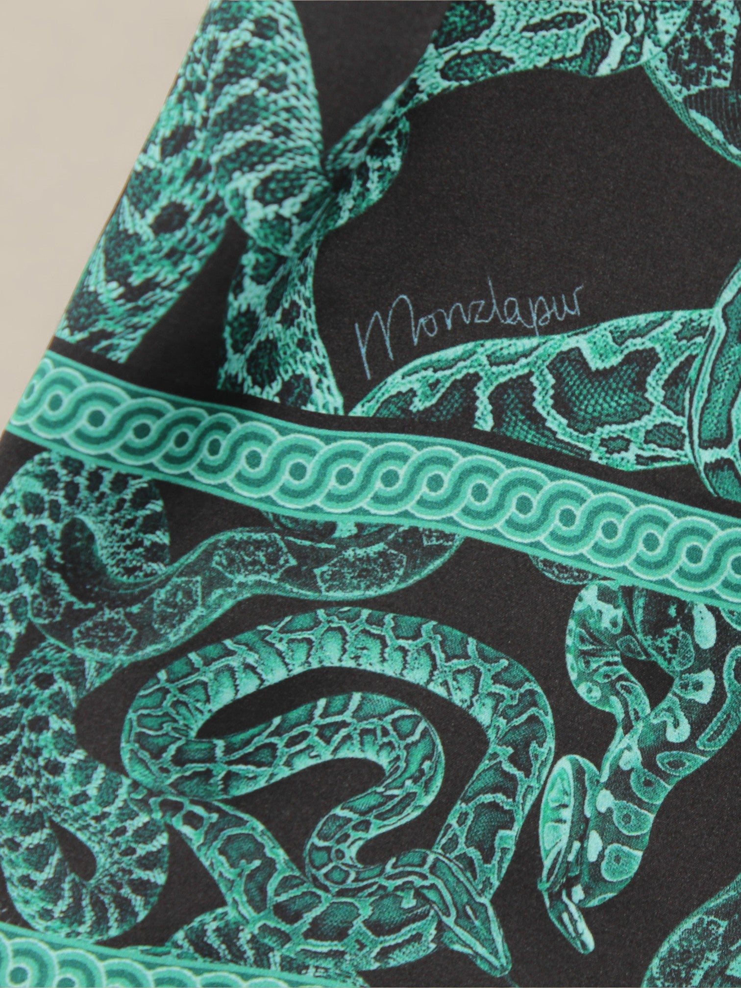 Silk Serpent Noir Scarf Large-Forest Green