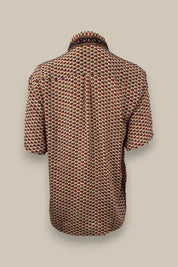 Embossed Botanic Short Sleeve Crepe Shirt - Copper