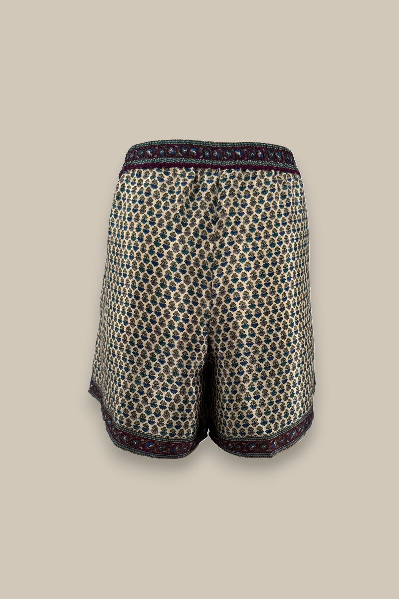Embossed Botanic Crepe Shorts - Forest Plum