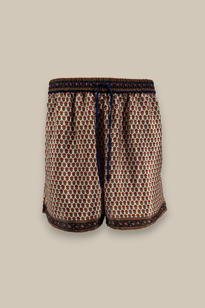 Embossed Botanic Crepe Shorts - Copper