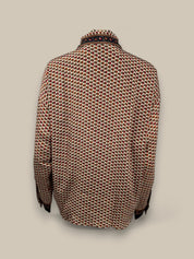 Embossed Botanic Long Sleeve Crepe Shirt - Copper