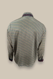 Embossed Botanic Long Sleeve Crepe Shirt - Forest Plum