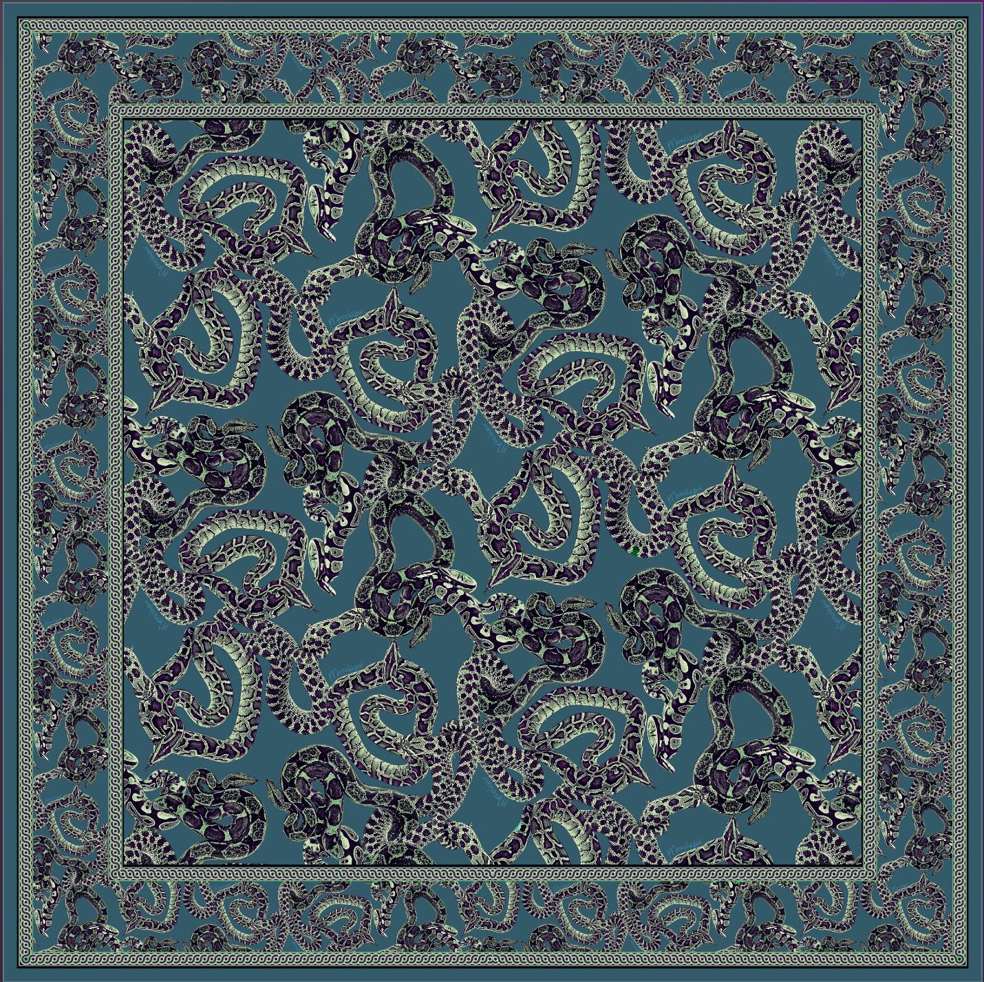 Silk Snake Scarf - Teal x Mint (Large)