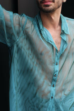 Load image into Gallery viewer, Two Tone Mesh Shirt - Turquoise
