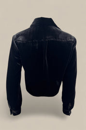 Silk Velvet Cropped Shirt - Black