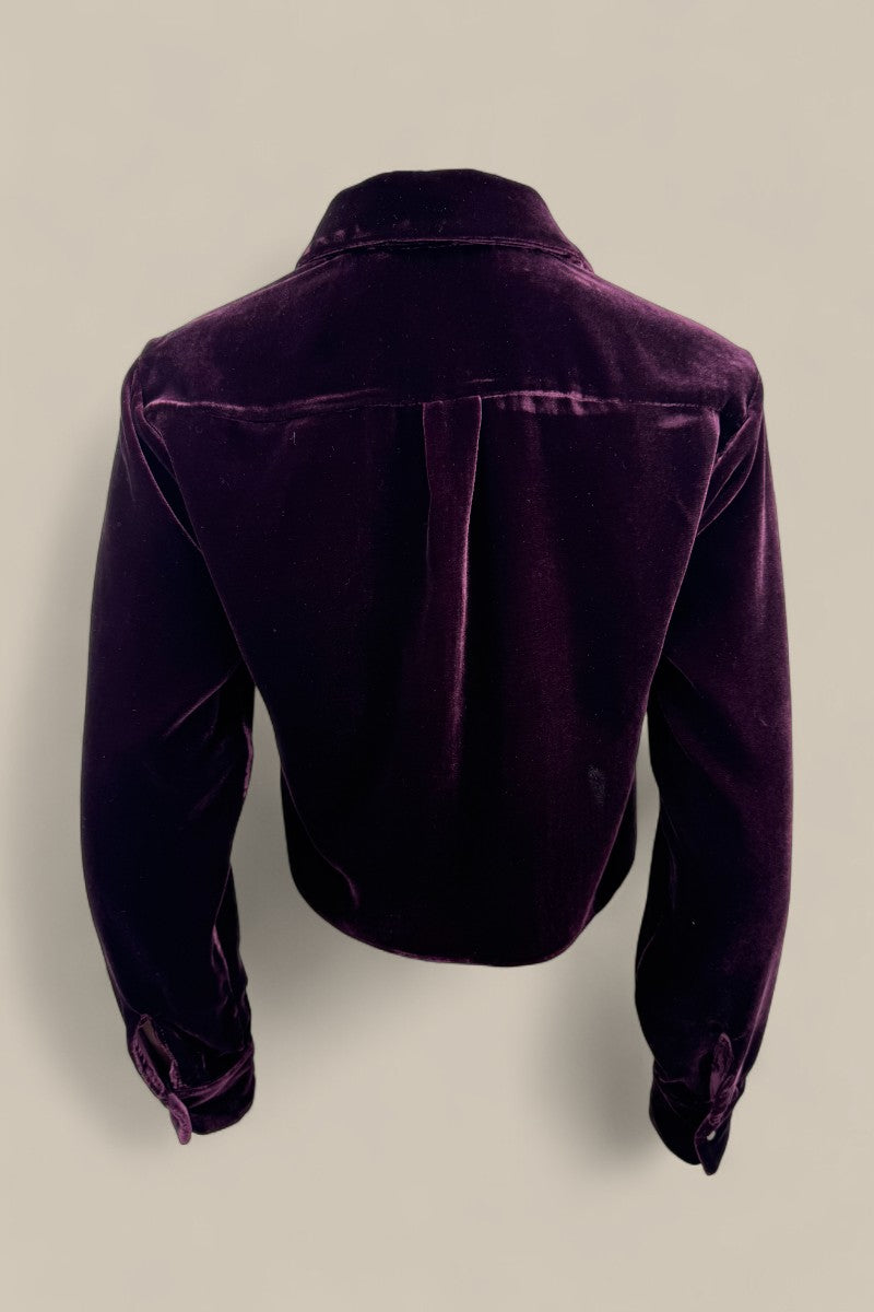 Silk Velvet Cropped Shirt - Vino