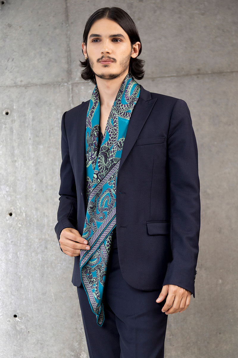 Silk Snake Scarf - Teal x Mint (Large)