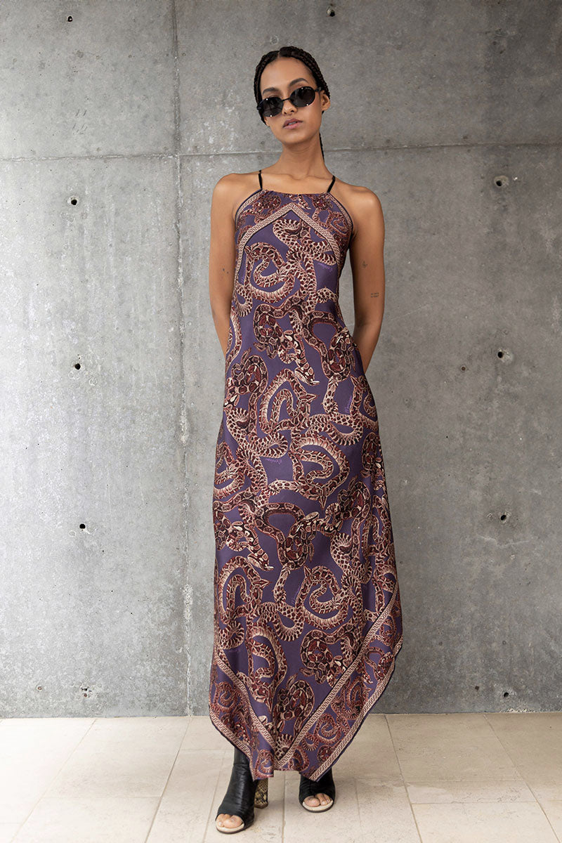Silk Snake Scarf Dress - Maxi - Purple x Vino monzlapur Silk Snake Scarf Dress - Maxi - Purple x Vino monzlapur